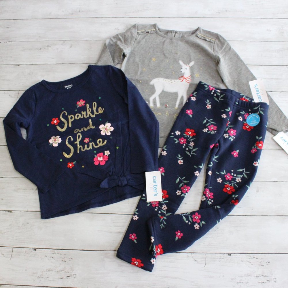 Carter's Girl Tops Floral Leggings Size 4 4T Lot
